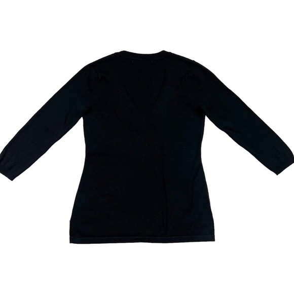 Boston Proper Black Beaded Embroidered Floral V Neck Sweater XS So Soft! - Picture 8 of 14
